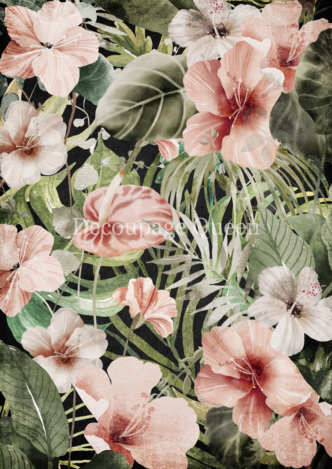 Decoupage Queen HIBISCUS A4 Decoupage Rice Paper DQRP0734