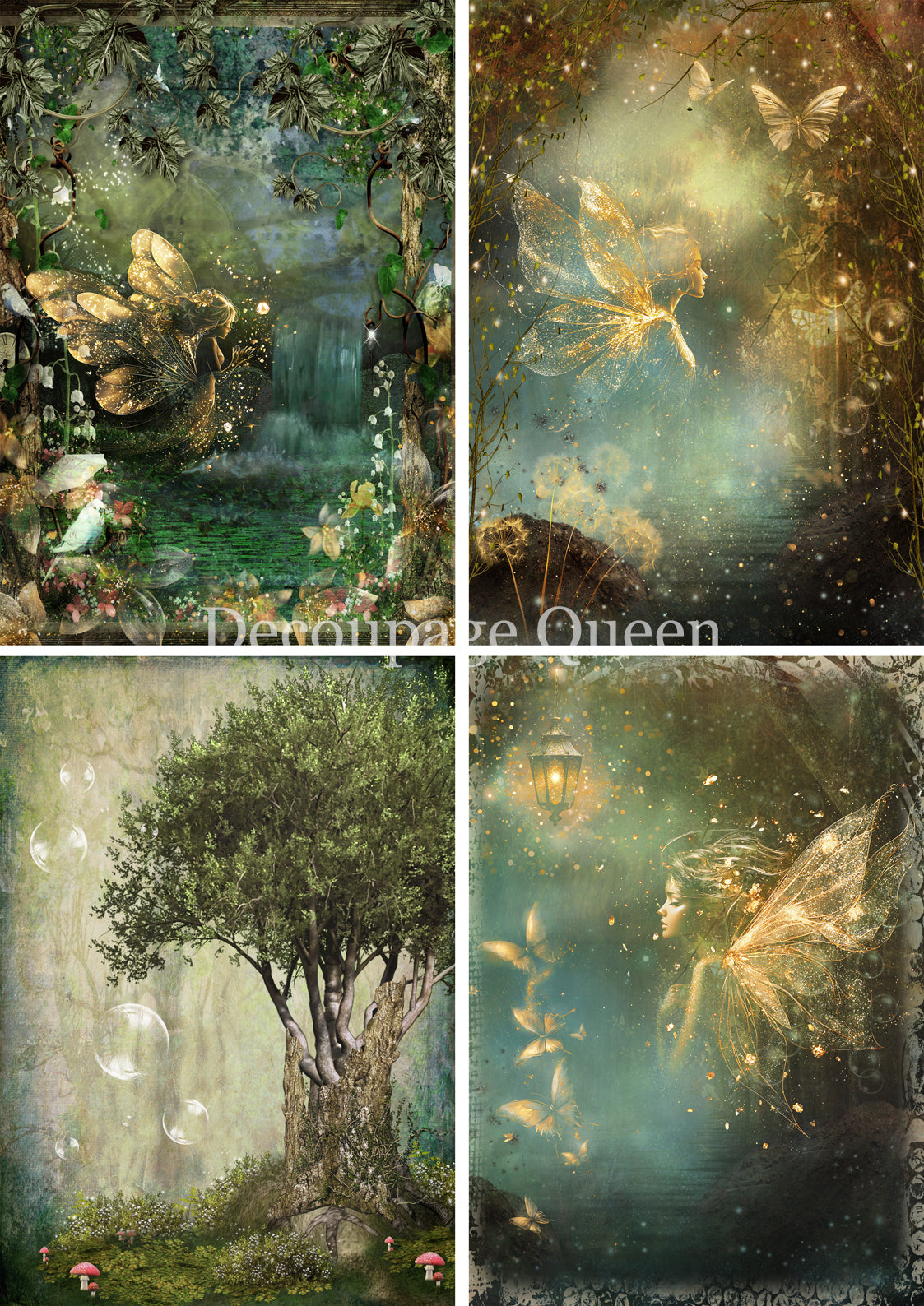 Decoupage Queen ENCHANTED 4 Pack A4 Decoupage Rice Paper DQRP0742
