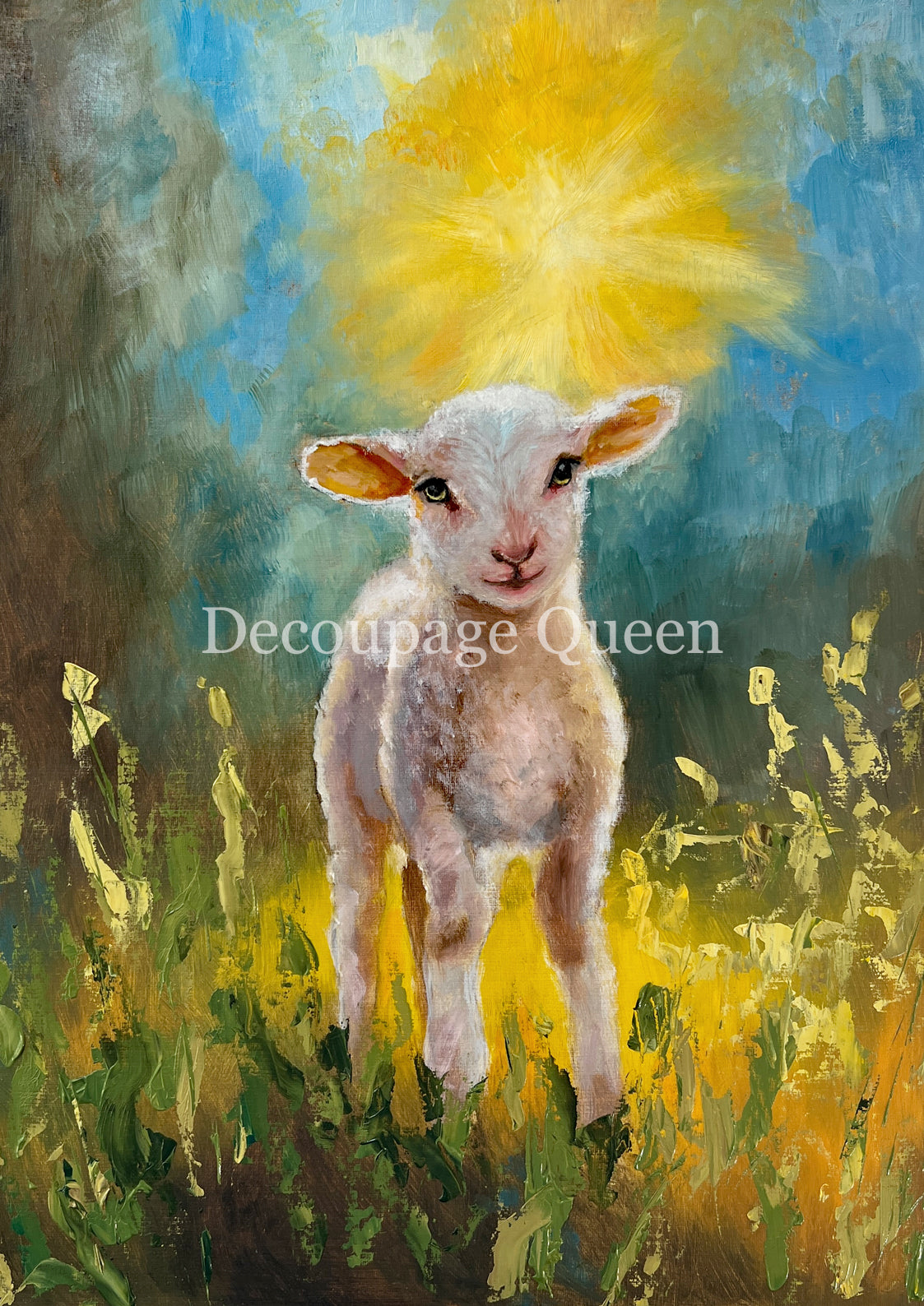 Decoupage Queen LAMB In The LIGHT A4 Decoupage Rice Paper DQRP0756
