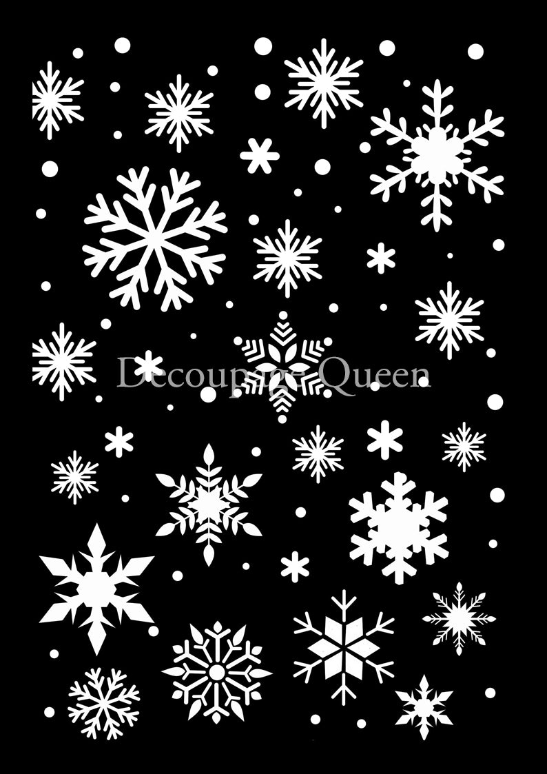 Decoupage Queen FALLING SNOWFLAKES A4 Reusable Stencil #DQST0018