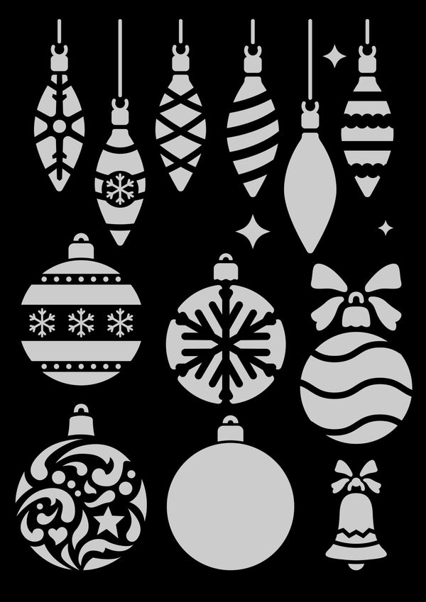 Decoupage Queen CHRISTMAS ORNAMENTS A4 Reusable Stencil #DQST0030