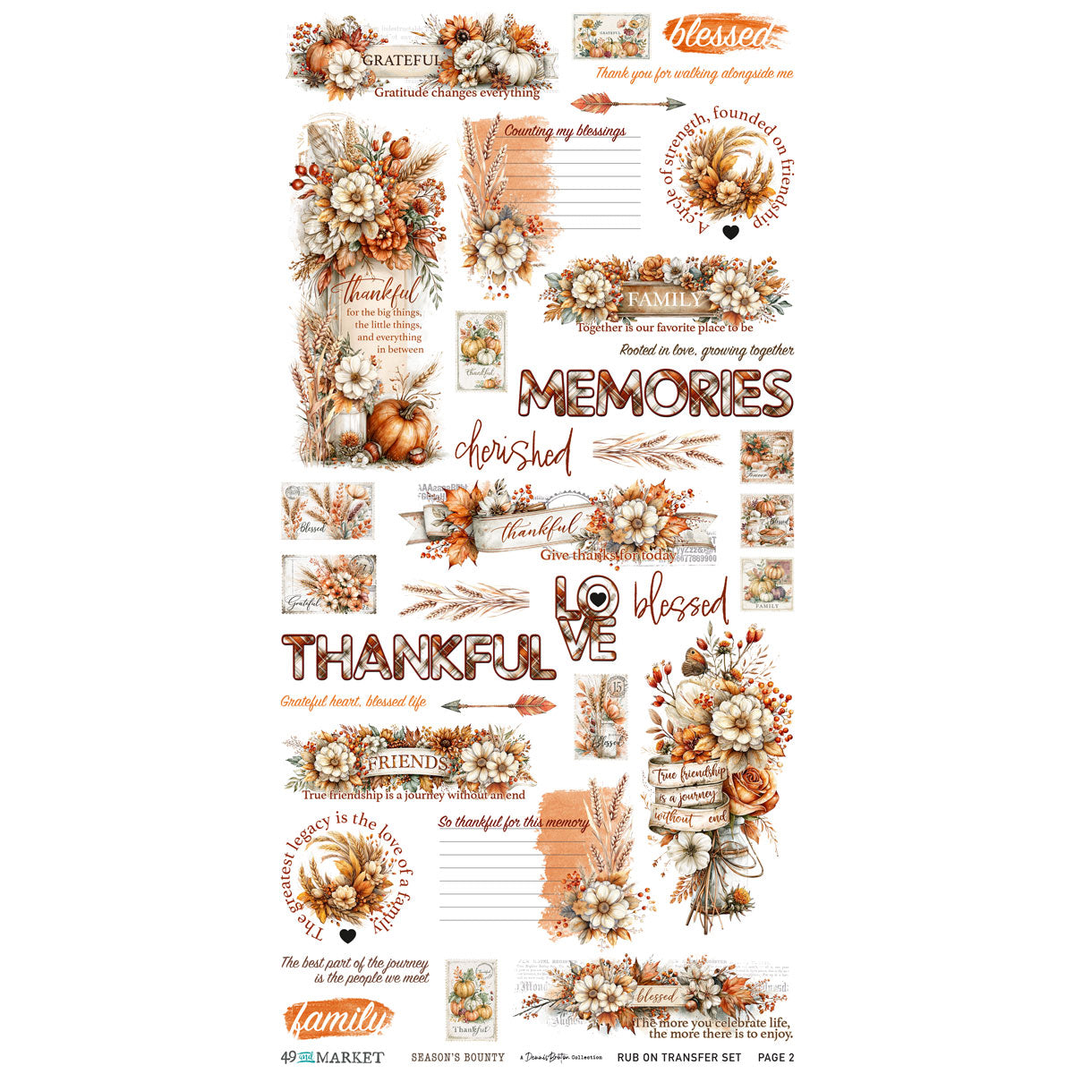 PRE-ORDER - 49 and Market SEASON'S BOUNTY 6x12 ESSENTIAL Rub-On Transfers #DSB-38651