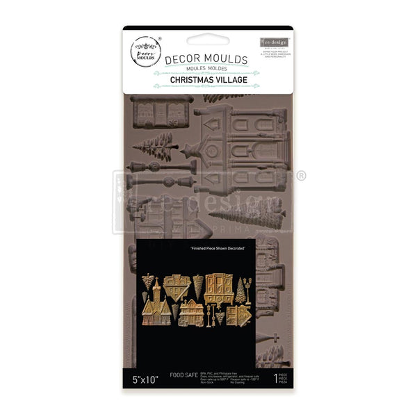 Decor Moulds packaging for Christmas Village design on a white background