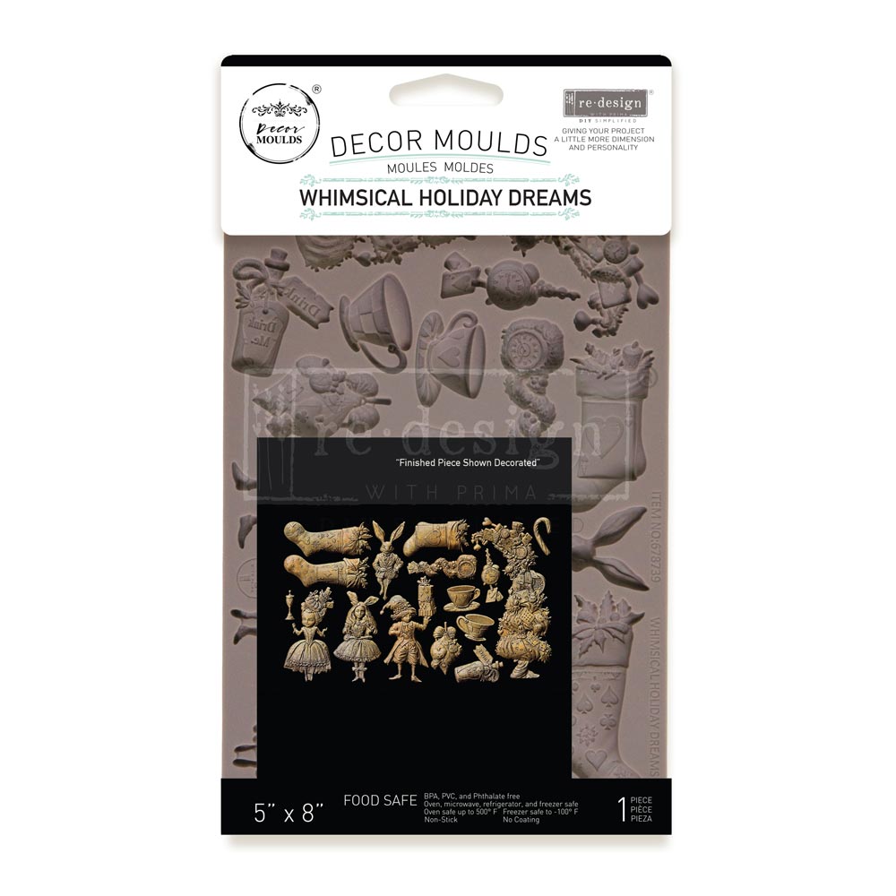 Decor mould set packaging with 'Whimsical Holiday Dreams' text on a white background