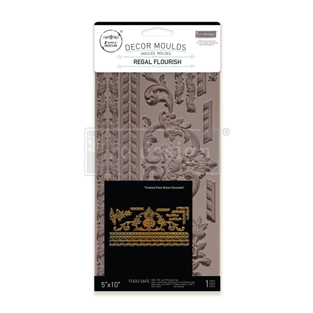 Decor moulds packaging with decorative patterns on a white background