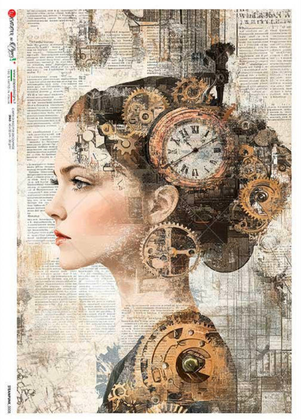 Paper Designs STEAMPUNK A5 Assorted Rice Paper Selection Decoupage 8 sheets #A5STEAMPUNK