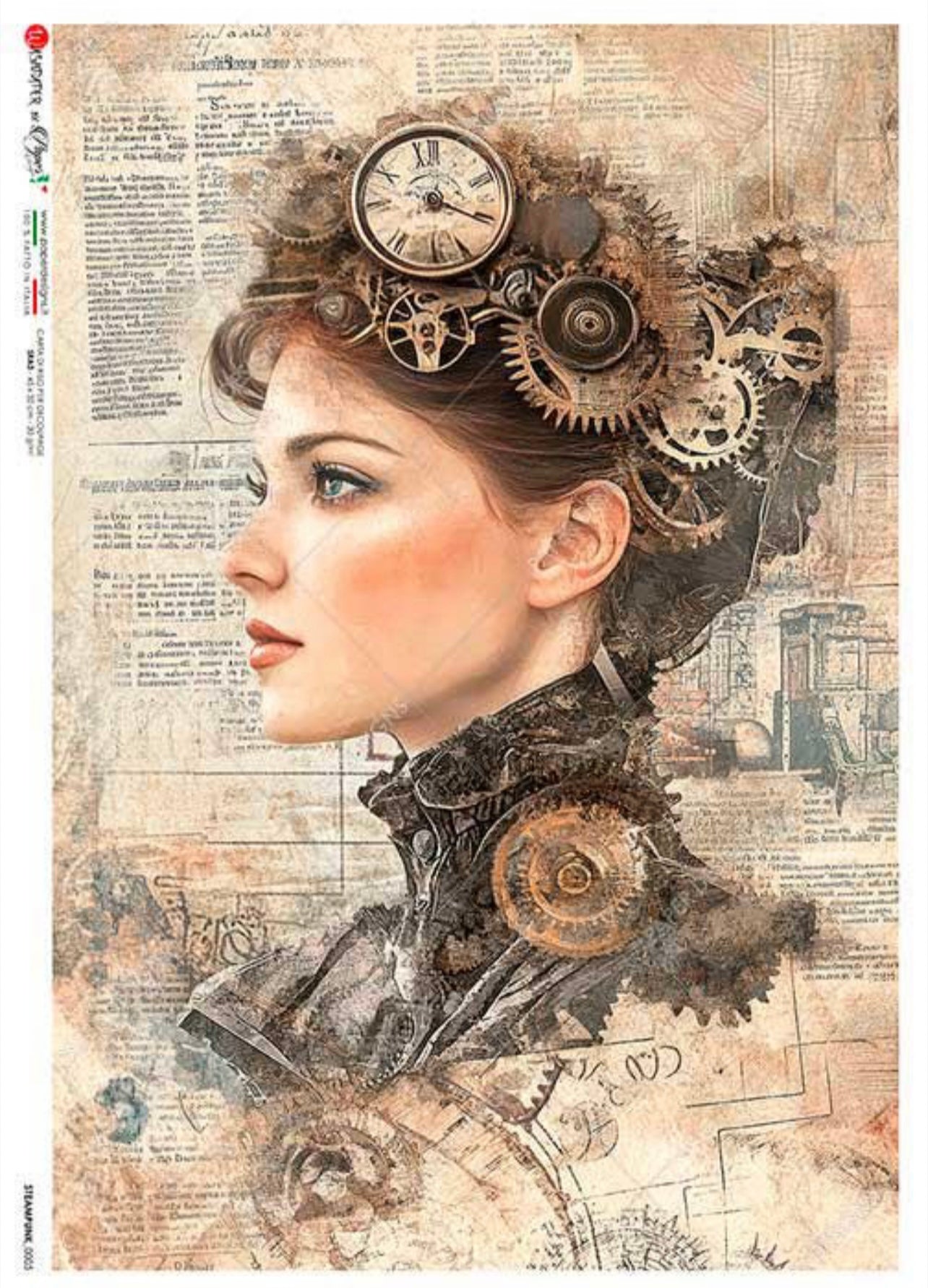 Paper Designs STEAMPUNK A5 Assorted Rice Paper Selection Decoupage 8 sheets #A5STEAMPUNK