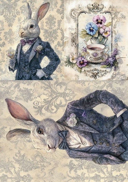 LaBlanche DAPPER BUNNY - EASTER 03 A4 Decoupage Rice Paper #LBD412