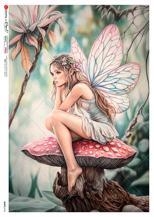 Paper Designs MUSHROOM FAIRY A4 Decoupage Rice Paper #FAIRIES_0125