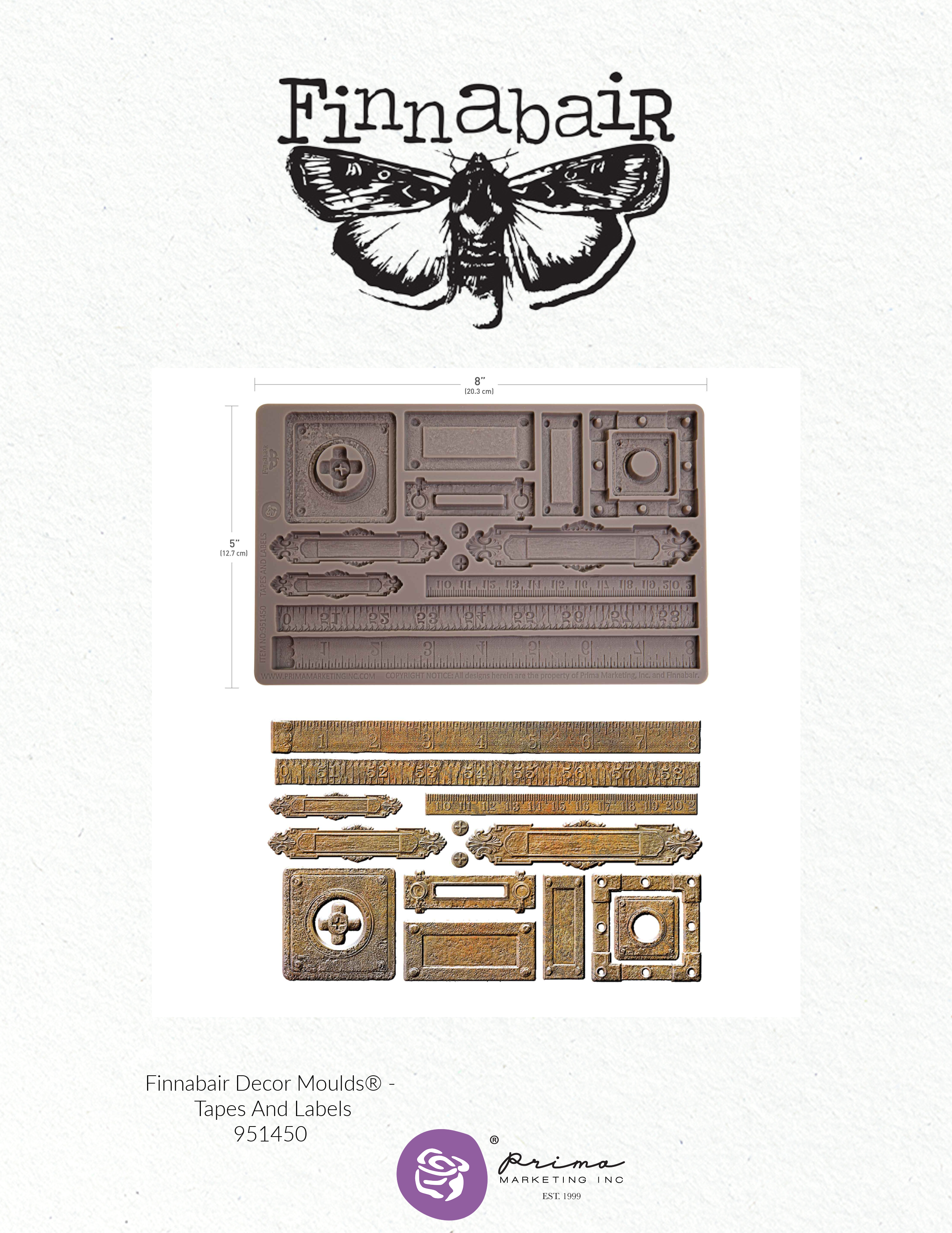 Prima Finnabair TAPES and LABELS Imaginarium Moulds Molds 5