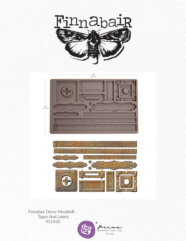 Prima Finnabair TAPES and LABELS Imaginarium Moulds Molds 5" x 8" #951450
