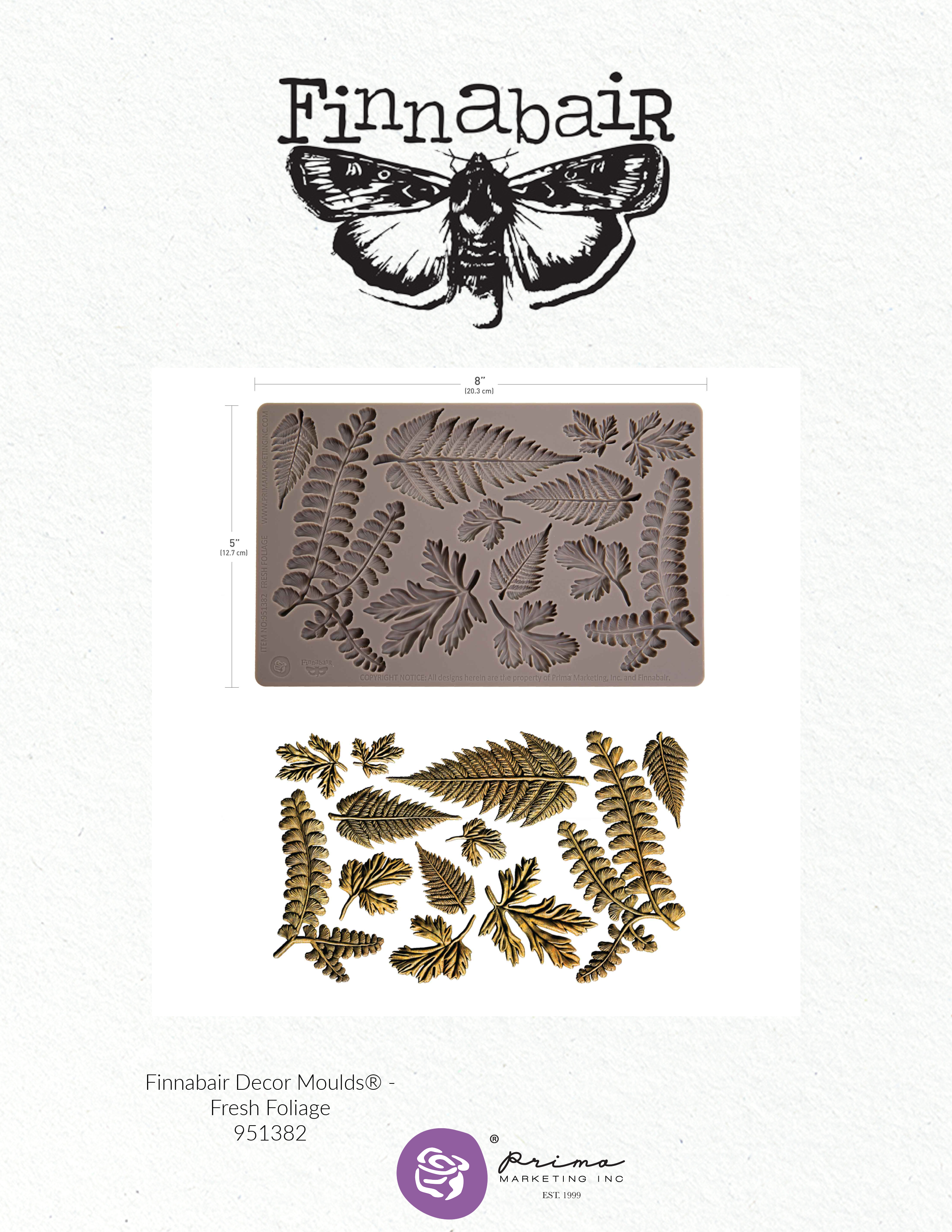 Decorative mold with leaf design and 'Finnabair' branding on a white background