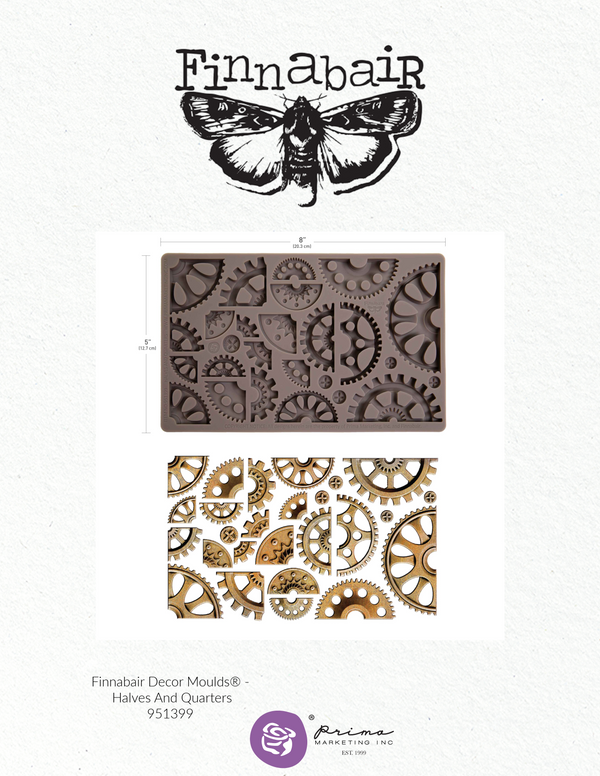 Prima Finnabair HALVES & QUARTERS Gears Imaginarium Moulds Molds 5" x 8" #951399
