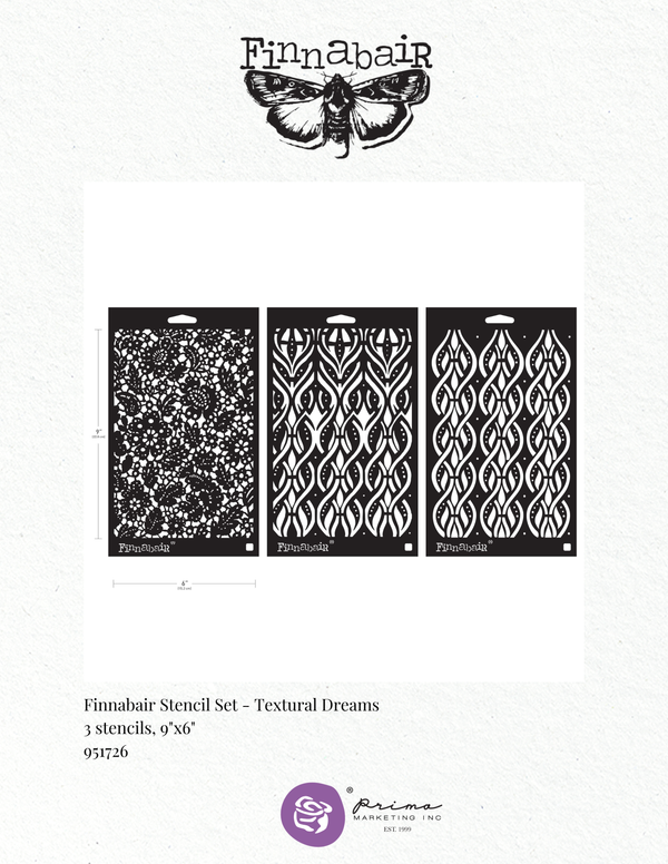 Prima Finnabair Limited Edition VICTORIAN TILES Stencil SET 3 pcs #951726