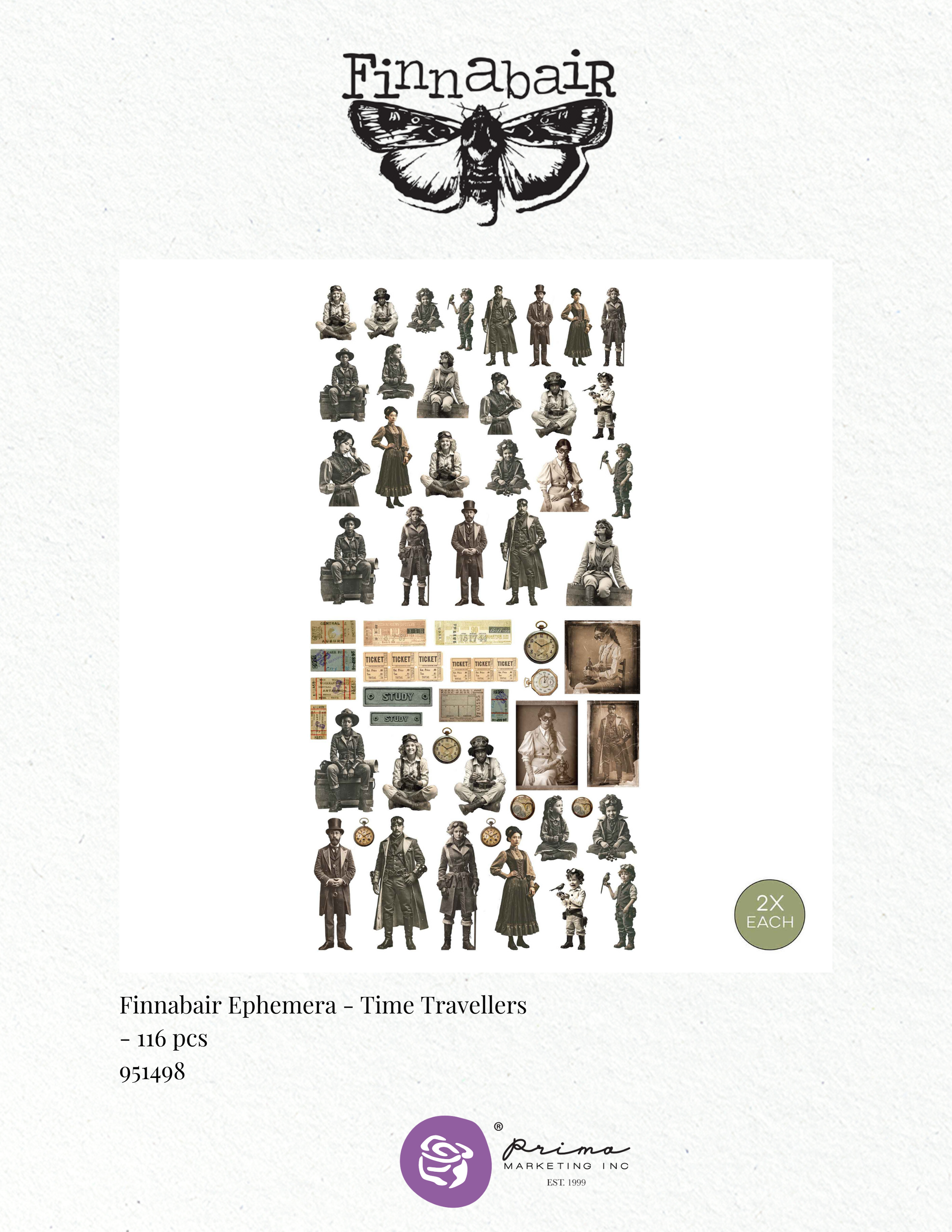 Prima Finnabair TIME TRAVELLERS Ephemera 116 pcs #951498