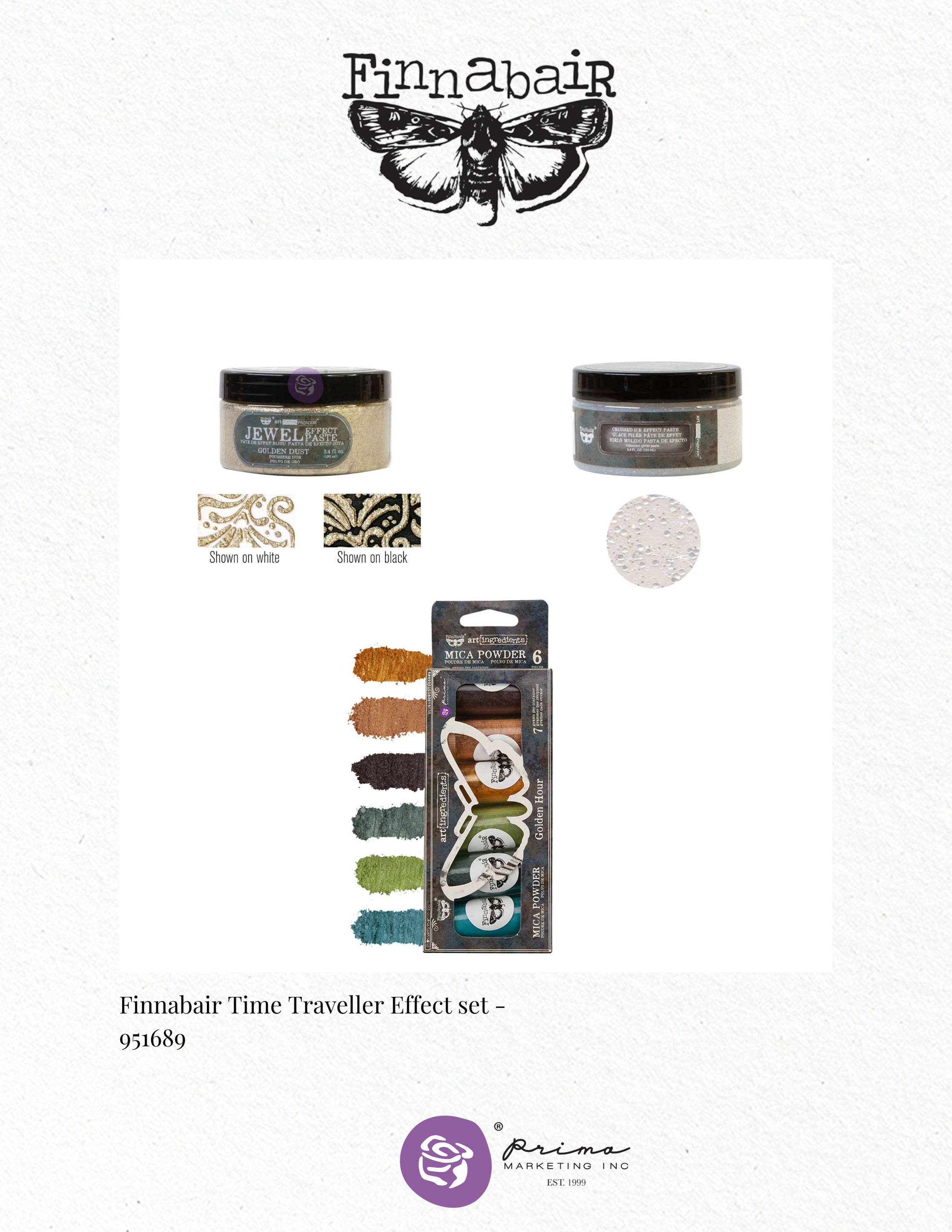 Prima Finnabair TIME TRAVELLER EFFECT SET 2 Effect Pastes + Mica Powder #951689