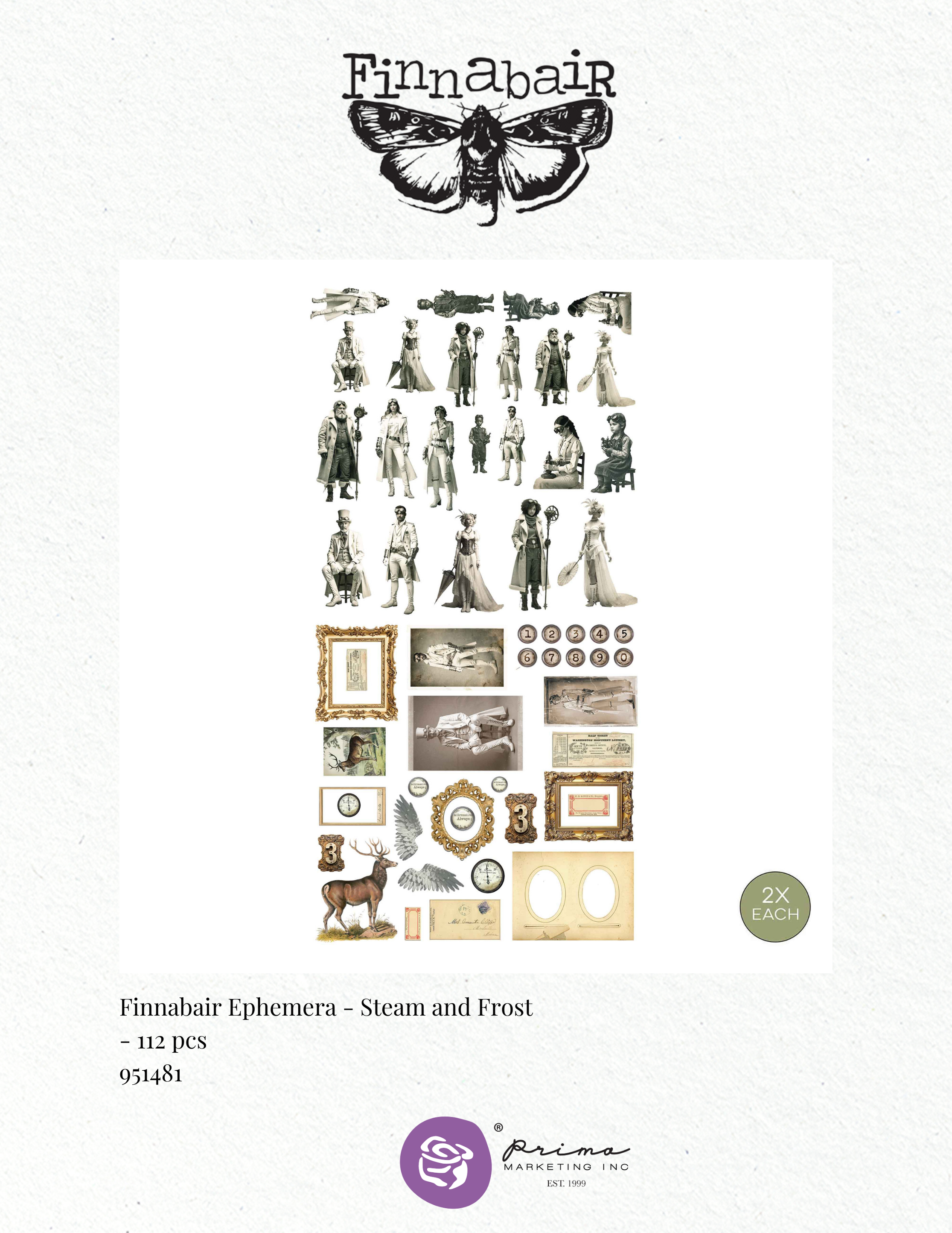 Prima Finnabair STEAM and FROST Ephemera 112 pcs #951481