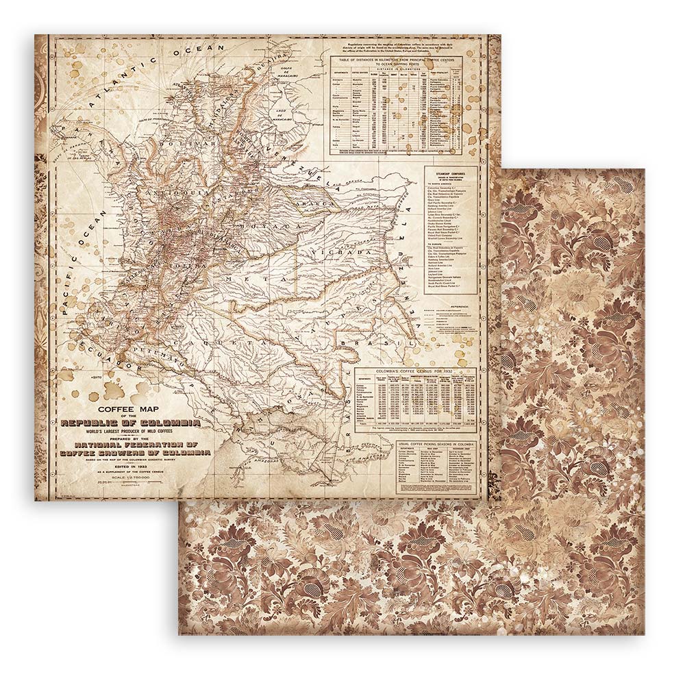 Stamperia COFFEE and CHOCOLATE Maxi Backgrounds 12x12 Double Faced Scrapbook Paper 10 PCS+Bonus #SBBL145