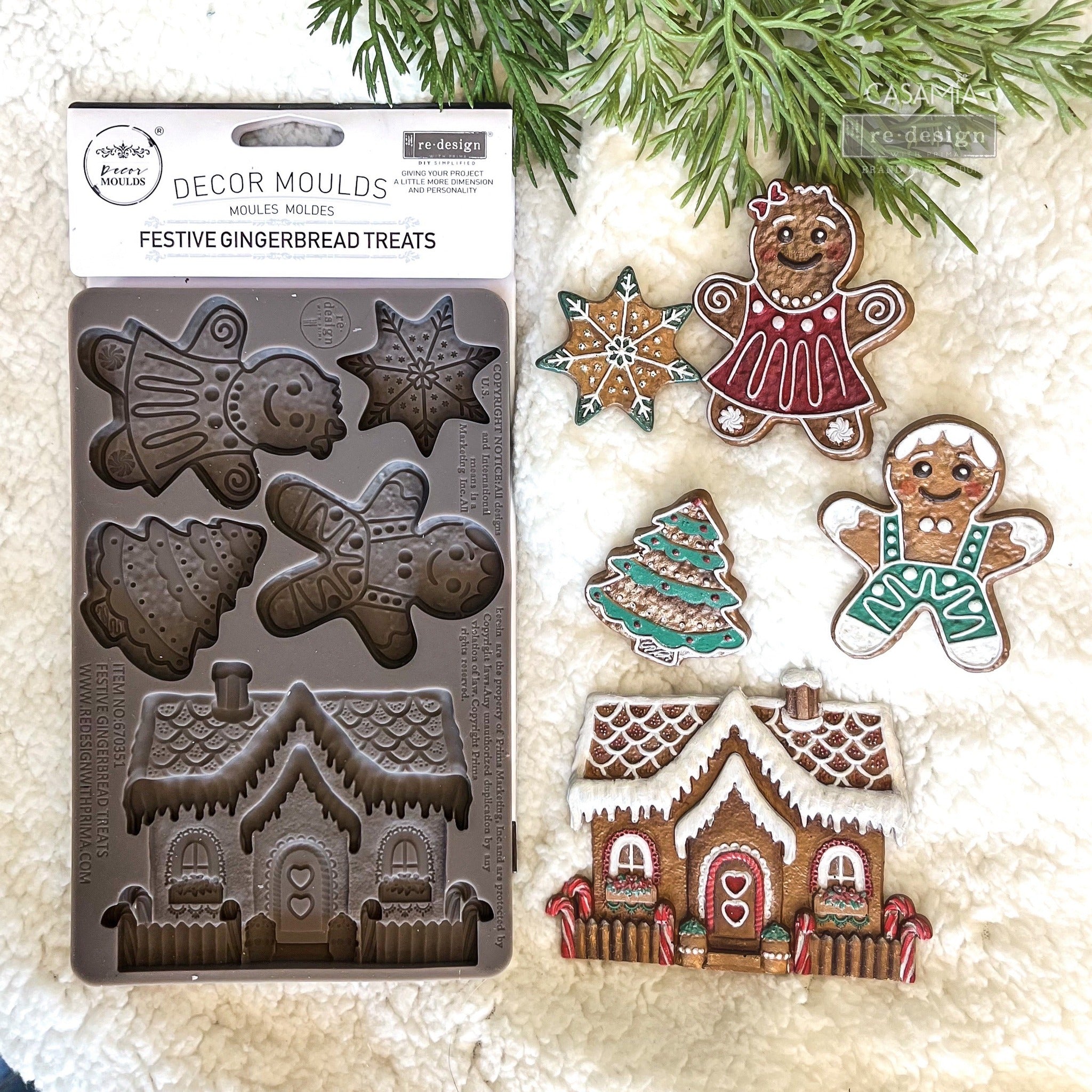 ReDesign with Prima FESTIVE GINGERBREAD TREATS Moulds  Food Safe Heat Resistant Resin 5X8 #670351