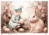 Paper Designs VINTAGE RABBIT with CHILD A4 Decoupage Rice Paper #HOLIDAY_0142