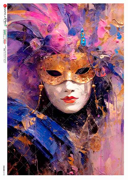 Paper Designs MARDI GRAS MASK A4 Decoupage Rice Paper #HOLIDAY_0153