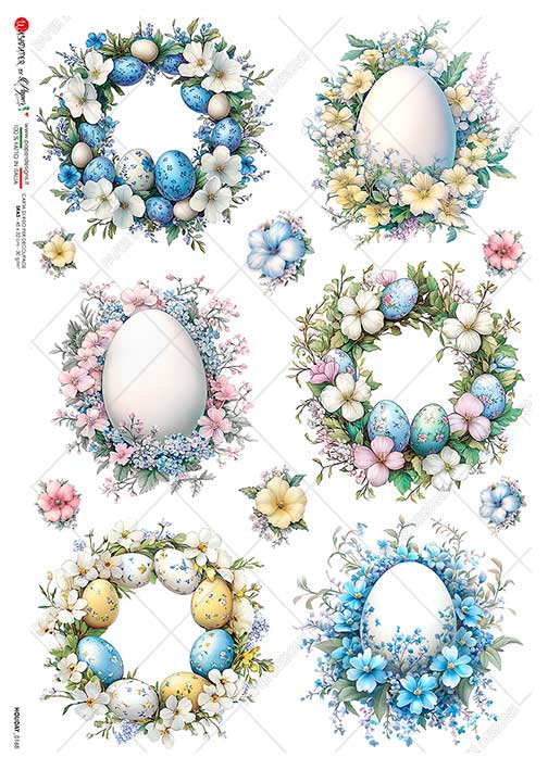 Paper Designs EASTER WREATHS A4 Decoupage Rice Paper #HOLIDAY_0168