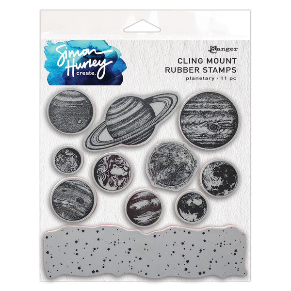 Ranger Simon Hurley PLANETARY Cling Mount Rubber Stamps 6"x6" 11pcs #HUR88813
