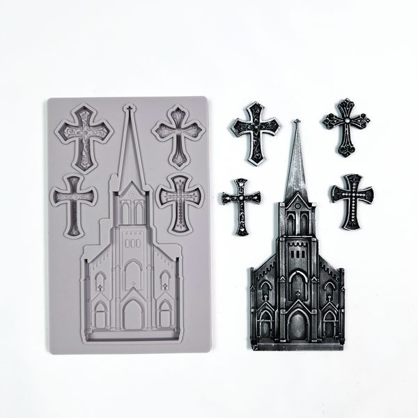 Decoupage Queen HOUSE OF FAITH Silicone Moulds Molds 5" x 8"  Mixed Media  Food Safe Resin Decor  #DQMF0004 Limited Edition