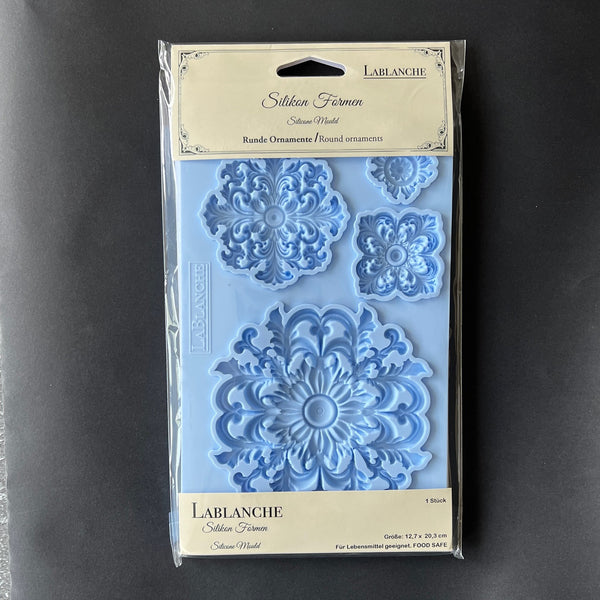 ROUND ORNAMENTS  LaBlanche Silicone Moulds Molds 5" x 8"  Mixed Media  Food Safe Resin Decor  #LBMF107