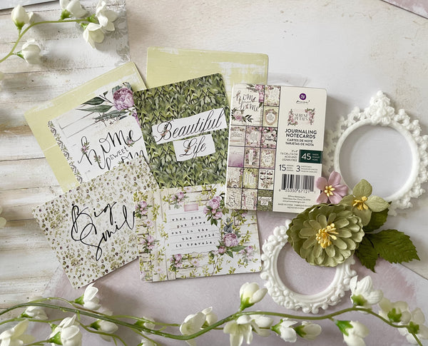 Prima SERENE PETALS Collection 3x4  Journaling Notecards 45 sheets #671211