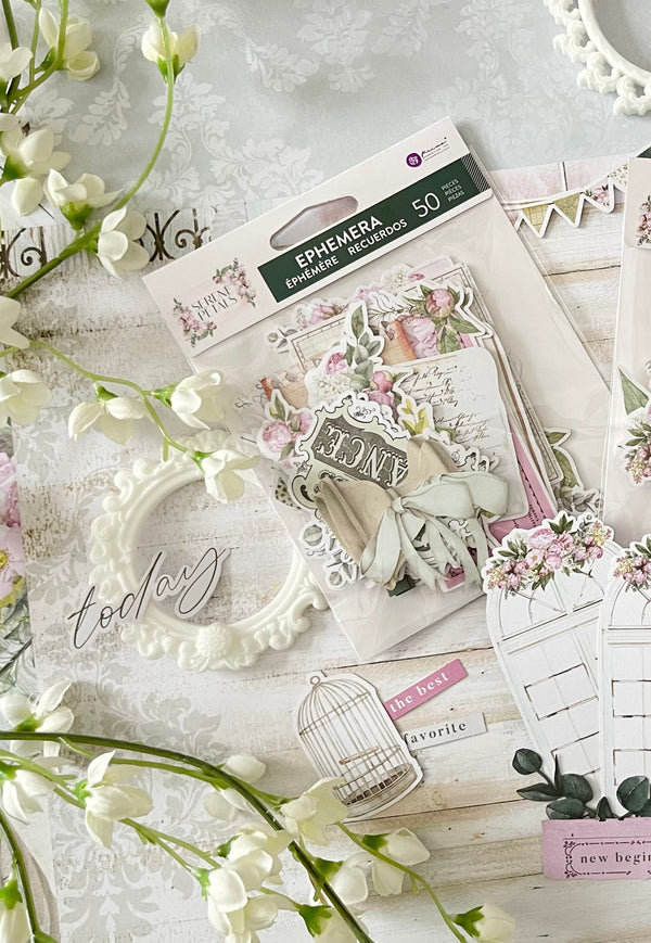 Prima SERENE PETALS Collection GARDEN Tags Ephemera 50 pcs #671242
