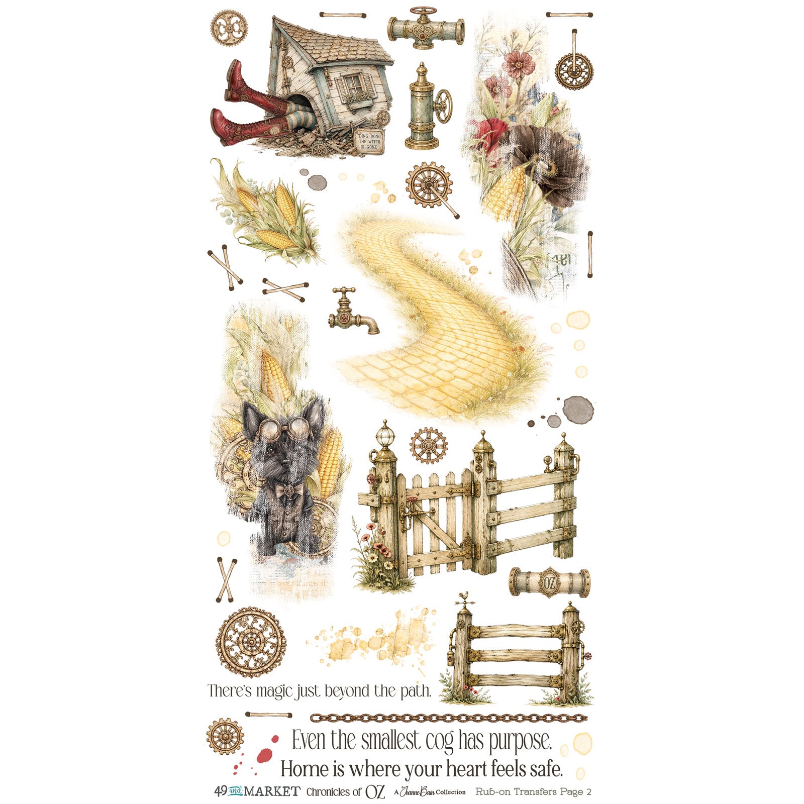 PRE-ORDER - 49 and Market CHRONICLES OF OZ 6x12 ESSENTIAL Rub-On Transfers #JCO-38422