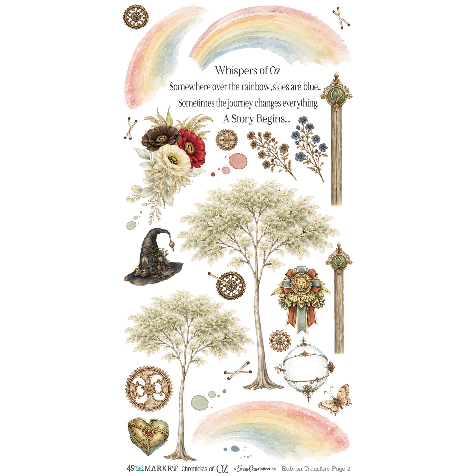 PRE-ORDER - 49 and Market CHRONICLES OF OZ 6x12 Blendable Rub-On Transfers #JCO-38439