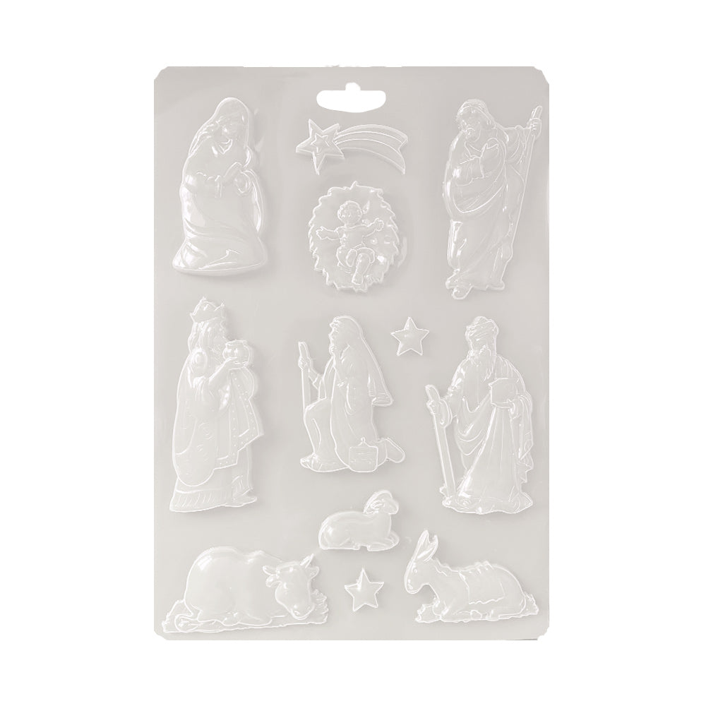 Set of clear mold figures on a white background