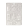 Set of clear mold figures on a white background