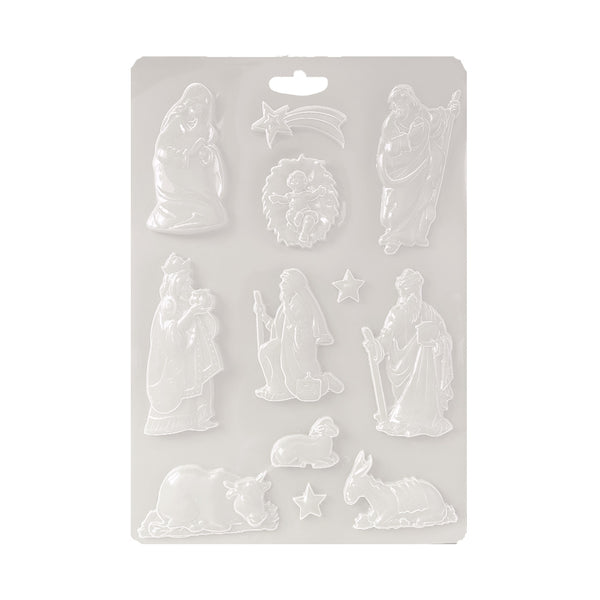 Set of clear mold figures on a white background