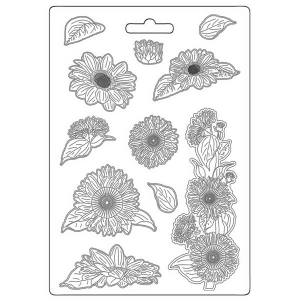 Stamperia Soft Mould A4  SUNFLOWER ART Resin #K3PTA4562