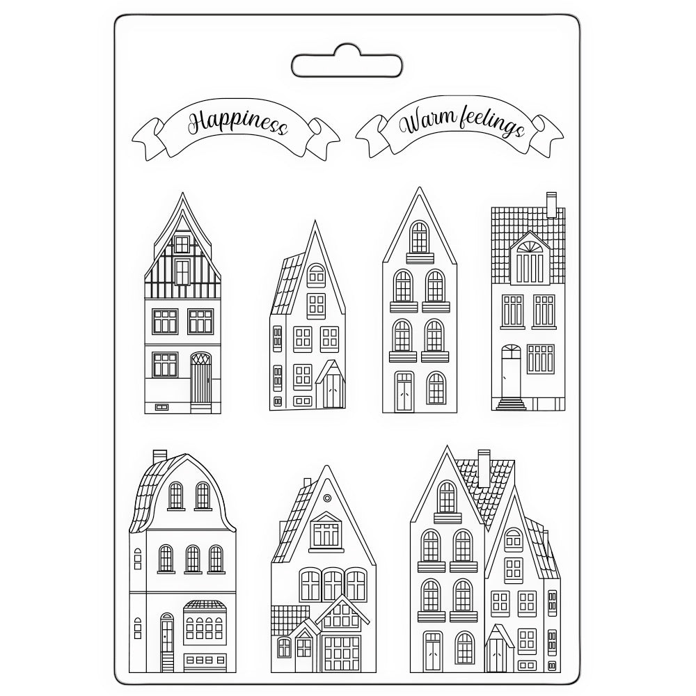 Stamperia CHRISTMAS HOUSES Soft Mould A4 Resin Cold Pour #K3PTA4565