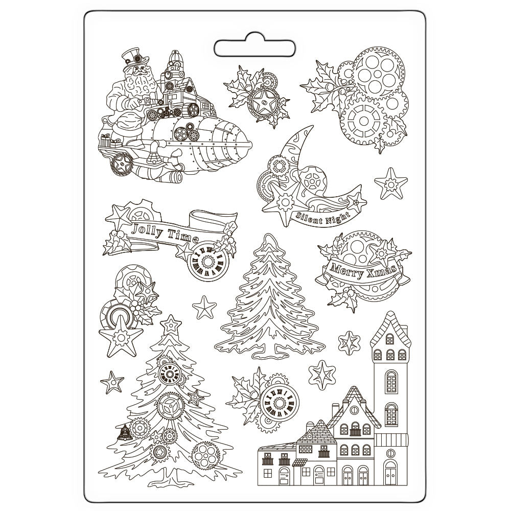 Stamperia A4 Soft Mould GEAR UP FOR CHRISTMAS TREES AND ELEMENTS Cold Pour Resin #K3PTA4579