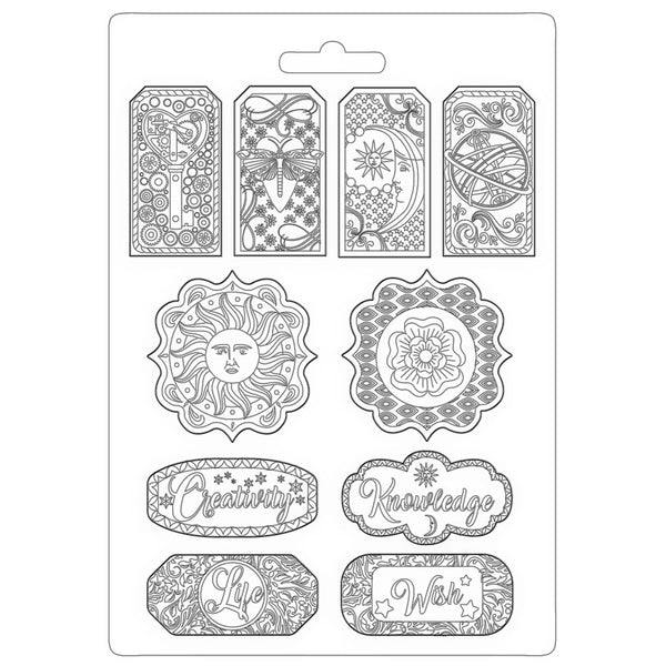 Stamperia Soft Mould A5 ALCHEMY TAGS Texture Impression #K3PTA5610