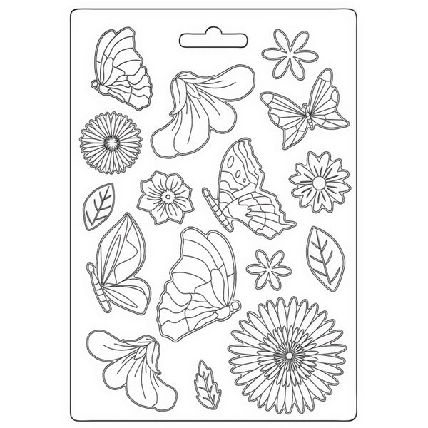 Stamperia Soft Mould A5 Create Happiness WELCOME HOME BUTTERFLY #K3PTA5641