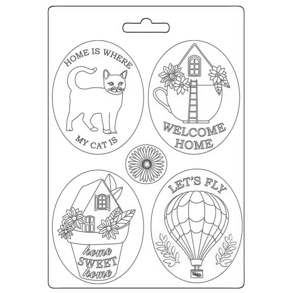 Stamperia Soft Mould A5 Create Happiness WELCOME HOME PLATES  #K3PTA5642