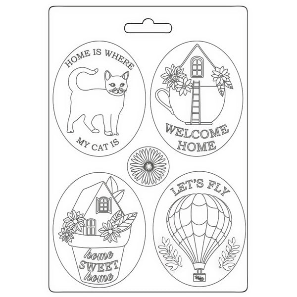 Stamperia Soft Mould A5 Create Happiness WELCOME HOME PLATES  #K3PTA5642