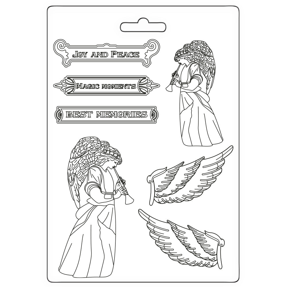 Stamperia Christmas ANGEL AND WINGS Soft Mould A5 #K3PTA5655