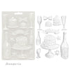 PRE-ORDER Stamperia MASQUERADE FLUTE and CAKES A5 Soft Mould Cold Pour Resin #K3PTA5667