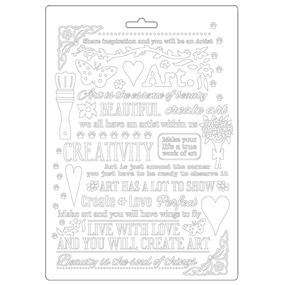 Stamperia Soft Mould A5 Atelier des Arts WRITING Impression Cold Pour #K3PTA578