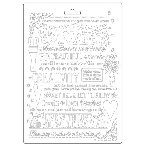Stamperia Soft Mould A5 Atelier des Arts WRITING Impression Cold Pour #K3PTA578