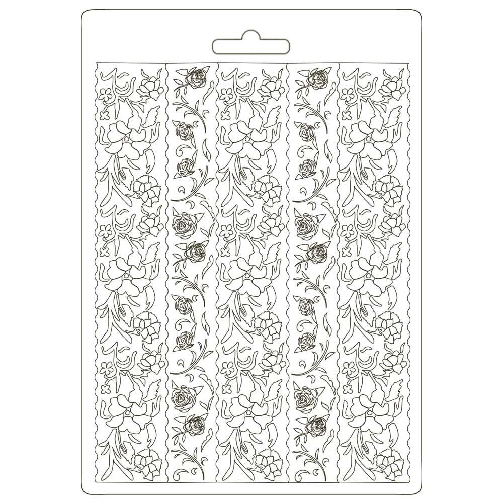 Stamperia Soft Mould A5 Alice Thru the Looking Glass BORDERS Mix Media #K3PTA588