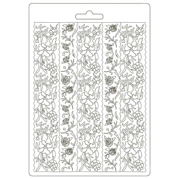 Stamperia Soft Mould A5 Alice Thru the Looking Glass BORDERS Mix Media #K3PTA588