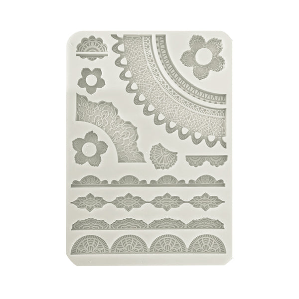 Stamperia Create Happiness Secret Diary LACE BORDERS A5 Silicone Mixed Media Moulds Resin #KACMA516